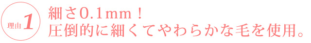 細さ0.1mm！圧倒的に細くてやわらかな毛を使用。